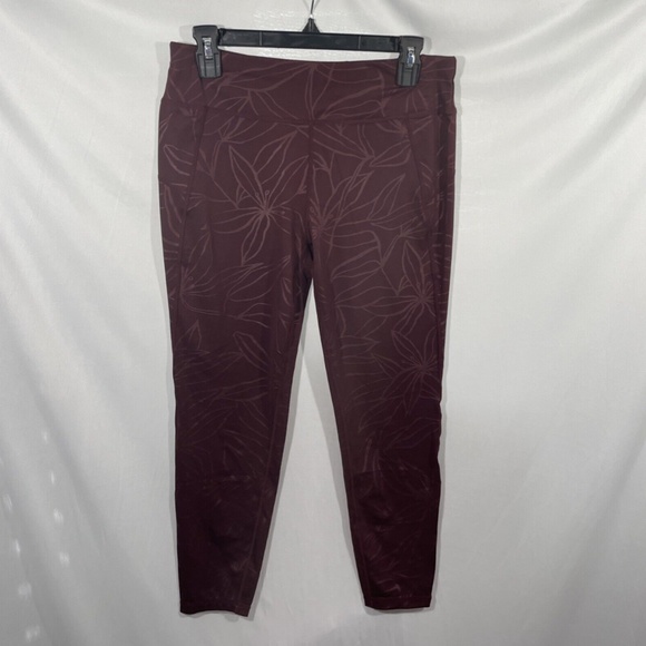 NWT Sweaty Betty [ Large ] Floral All Day Embossed Leggings in Plum Red - Picture 5 of 12